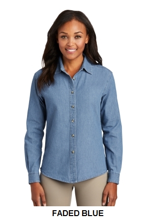 Port & Company® - Ladies Long Sleeve Value Denim Shirt.  PORT A.  LSP10